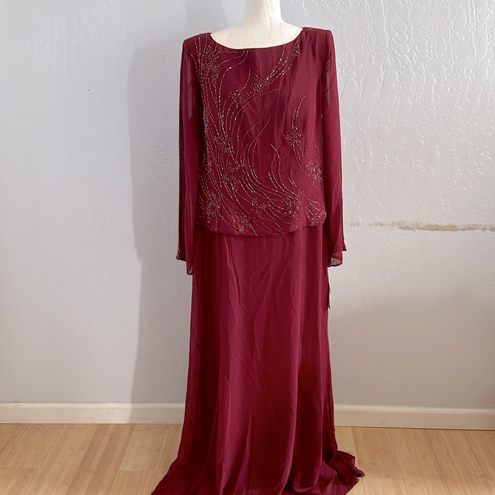 Jessica Burgundy beaded Maxi Dress